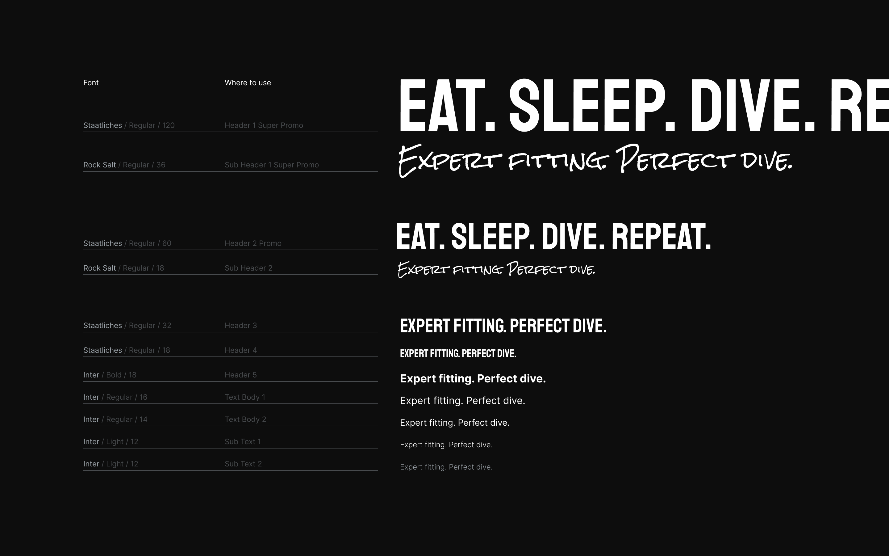 Diveshop typography system