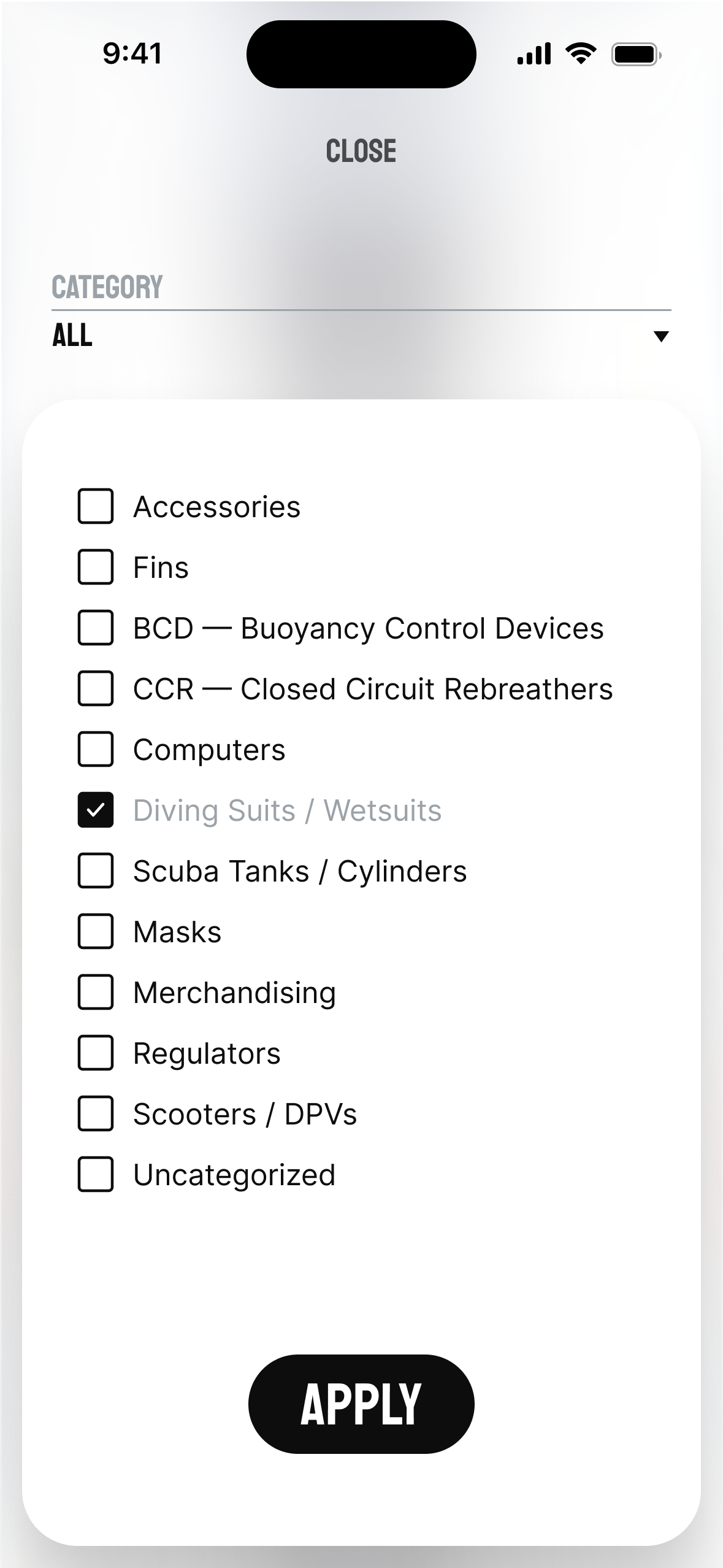 Diveshop site flow step 2 second row