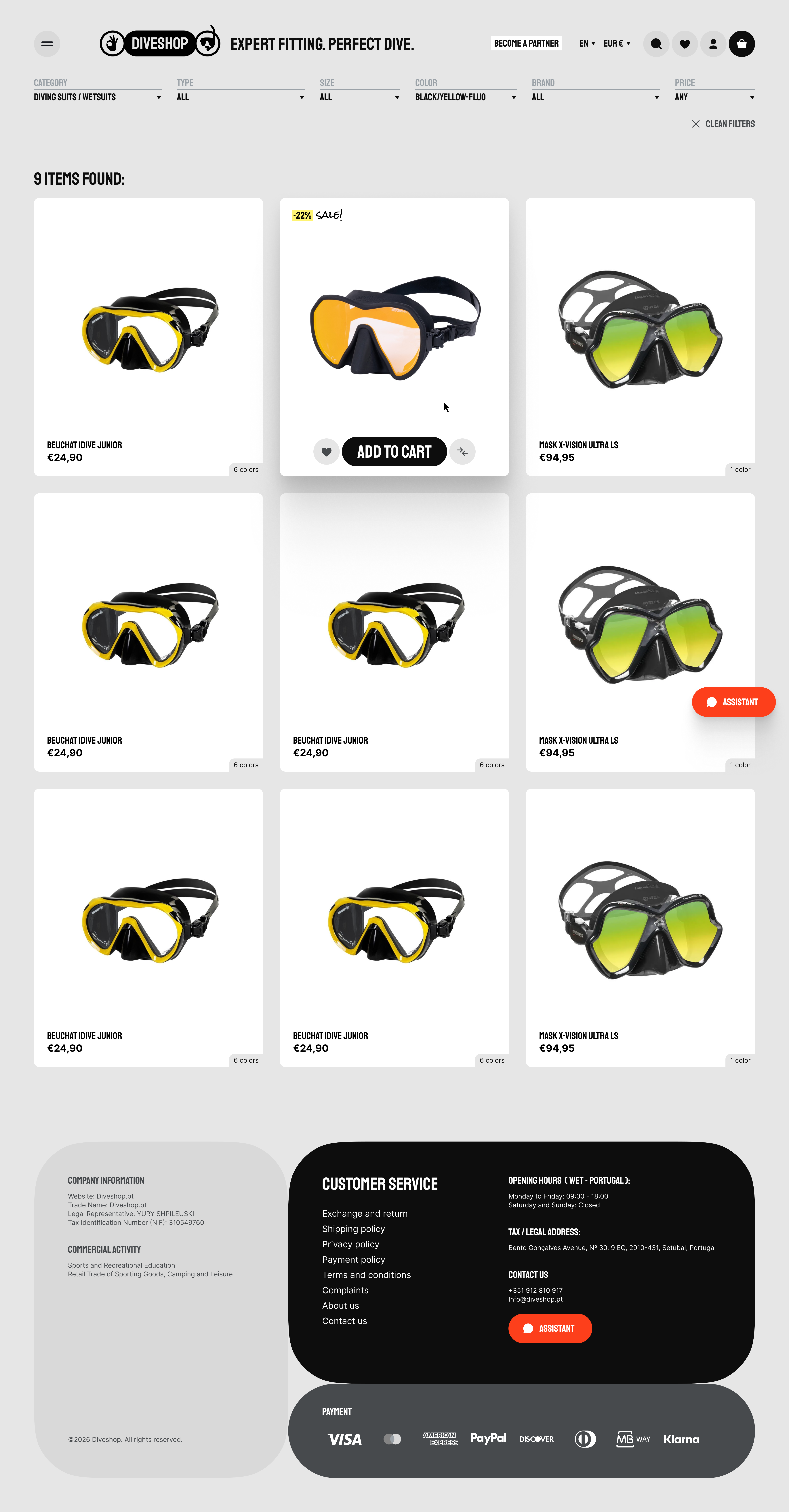 Diveshop site design screen two