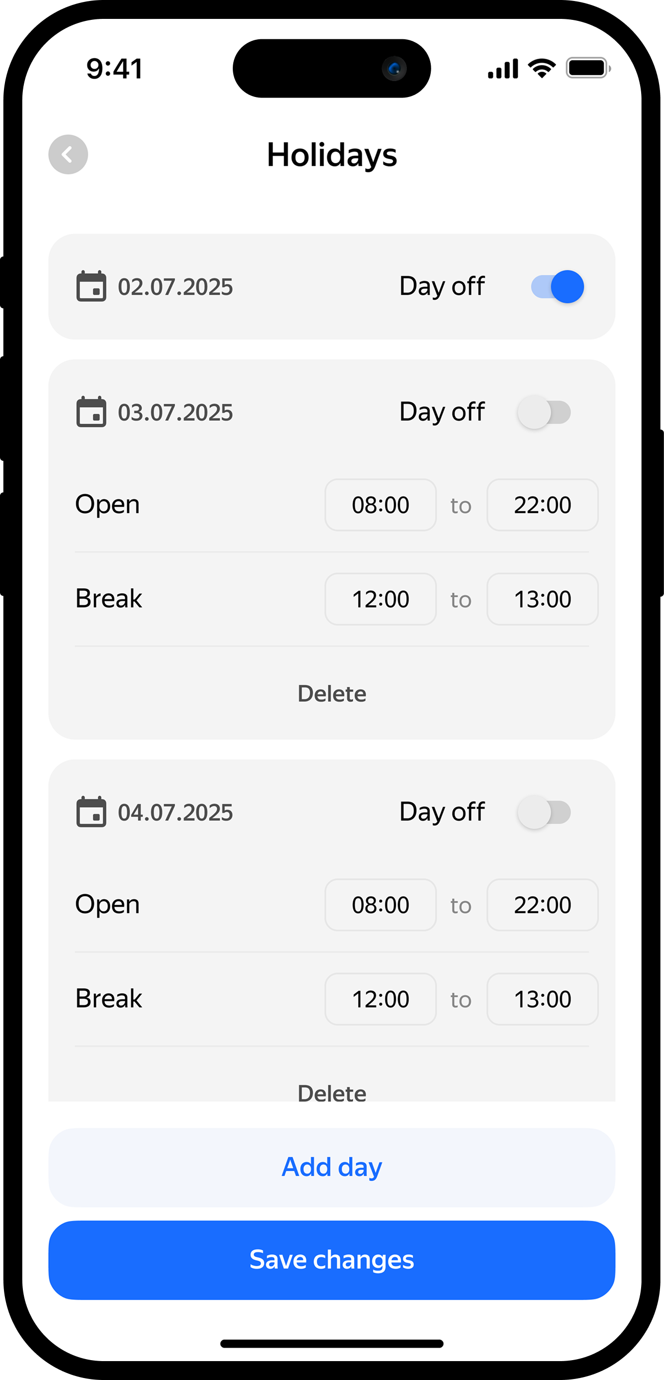 Adding details work schedule flow